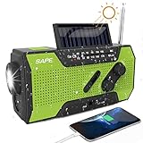 UNIQUEBELLA Solar Radio, Tragbare Notfall Radio mit Kurbel, 8000mAh Wiederaufladbare Dynamo Powerbank, AM/FM Wetter Baustellenradio, LED Taschenlampe, Leselampe, SOS, Kompass Camping Outdoor