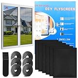 CIOXSOIO 6 Stück Fliegengitter Fenster, 130x150cm Insektenschutz Fenster, Moskitonetz Fenster, Fliegennetz Fenster, Mückenschutz Fenster mit Klettband Selbstklebend, Moskitonetze für Fenster und Türen