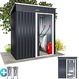 GARDEBRUK® Geräteschuppen 185x165x90cm inkl. 4 Haken Handschuhe 2m² Schiebetür Garten Metall Gartenschrank Gartenhaus Anthrazit