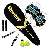 Senston Graphit Badminton Set Profi Badmintonschläger Leichtgewicht Badminton Schläger Federballschläger Set für Training, Sport und Unterhaltung mit Schlägertasche