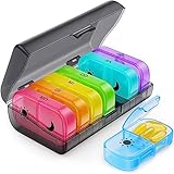 AUVON Tablettenbox 7 Tage Morgens Abends, Pillendose, 2 Fächer, handlicher und feuchtigkeitsbeständiger Medikamentenbox für die Hand- oder Hosentasche, um Medikamente aufzubewahren (Regenbogen)