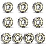 YIXISI 10 Stück 608 ZZ Kugellager, ABEC-7 Metall Doppelt Geschirmte Miniatur-Rillen Kugellager für Skateboard, Roller, Inline Skates (8mm x 22mm x 7mm), Silber