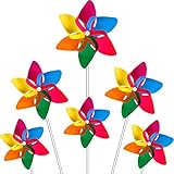 Modou 20x Windmühle Windrad Windspiel für Garten & Kinder Gartenstecker im Regenbogen Design,UV-beständig und wetterfestals Garten-Deko, Party-Artikel & Vogelschreck