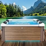 BRAST Whirlpool MSpa Frame - Oslo Sapphire & Amber mit Fester Außenwand | 160x160x65cm - 180x180x65cm | 5 Modelle | LED-Beleuchtung | 6 Personen | Ganzjähriger Einsatz Winterfest | Amber