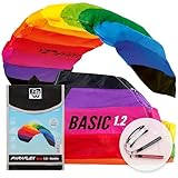 Wolkenstürmer® Paraflex Basic 1.2 (Rainbow) Kite - 2-Leiner Lenkmatte mit Flugschlaufen – Zweileiner Lenkdrachen - Flugdrachen für Kinder ab 6 Jahren