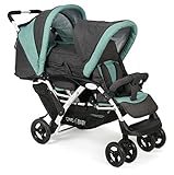 CHIC 4 BABY - Geschwisterwagen DUO mit Tragetasche und Regenschutz, Geschwisterkinderwagen für zwei Kinder, Zwillingswagen, Zwillingsbuggy, Tandemkinderwagen, Tandembuggy, Kinderwagen, Melange mint