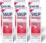 Snup 6x Schnupfenspray 0, 1 Prozent - Nasenspray mit Meerwasser - Lösung zur Abschwellung der Nasenschleimhaut bei Schnupfen - 6 x 15 ml, 90 ml