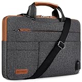 DOMISO 17 Zoll Wasserdicht Laptop Tasche Tragetasche Schultertasche Aktentasche mit USB Ladeanschluss für 17-17.3' Notebook/Dell/Lenovo/Acer/HP/MSI/ASUS, Dunkelgrau