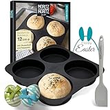 Moritz & Moritz Burger Buns Backform Silikon Rund 12cm Ø - Für Brot, Burger Buns und XXL Muffins – inkl. Teigschaber und Rezeptheft