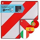 PLANGER® - Warntafel Italien und Spanien 2in1 (50 x 50 cm) - Reflektierendes Warnschild rot weiß für Heckträger u Fahrradträger