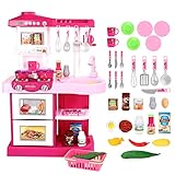 deAO Kinder-Küchenspielset “My Little Chef”(“Mein kleiner Koch”) mit 30-teiligem Zubehör in den Farben Rot oder Pink erhältlich