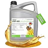 FLOTEX Premium Tec 5W40 Motoröl 5L I Hochwertiges Motoröl 5W40 für geringere Emissionswerte I Ergiebiges 5W 40 Motoröl für Otto- & Dieselmotoren I Profi 5 W 40 Motoröl 5L mit hervorragender Viskosität