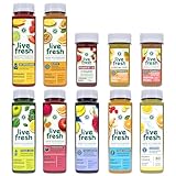 LiveFresh Saftkur 5 Tage - 7 Säfte & 3 Shots Pro Tag - Mit Kurkuma, Ingwer, Zitrone, Äpfel, Cayenne, Limette, Orange & Guarana - Ohne Zucker & Zusätze (inkl. 8,75€ Pfand)