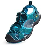 riemot Trekkingsandalen Damen Geschlossene Sandalen Sommer Wandersandalen Outdoor Sommerschuhe Sport- & Outdoorsandalen für Damen Blau Grün Gr.41 EU