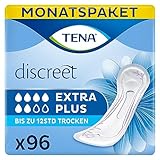 TENA Discreet Extra Plus - 96 Einlagen im Monatspaket (6 x 16 Stück), einzeln verpackt - Hygieneeinlagen für Frauen - bei mittlerer Blasenschwäche und Inkontinenz