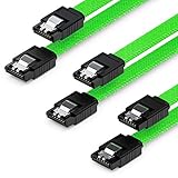 deleyCON 3x 50cm SATA 3 Nylon Kabel Set Datenkabel 6 Gbit/s Anschlusskabel Verbindungskabel Mainboard HDD SSD Festplatte 2 S-ATA Stecker Gerade Grün