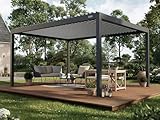 PERGOLUX – Pergola S2 mit Lamellendach 4x5 m Freistehend Anthrazit/Weiß – Garten Pavillon mit Sonnenschutz Überdachung – stabil, wasserdicht & Winterfest – ganzjährig perfekt bei Sonne, Schnee & Regen