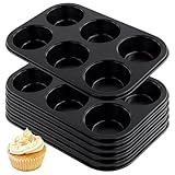 CHIHEUNG Muffinform für 6 Muffins, antihaftbeschichtet, Yorkshire Puddingblech, Cupcake-Form, Karbonstahl, Schwarz, 26,5 x 18 x 3 cm, 4 Stück