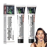 Eazerom 02 2pcs Holzkohle-Zahnpasta,Aktivkohle Zahnpasta,-Natürliche Zahnaufhellung -Bamboo Charcoal Zahnpasta,Black Activated Charcoal Teeth Whitening Toothpaste, Zahnaufhellung