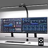 JVURICE Schreibtischlampe LED Tischlampe Klemmbar 90cm CRI≥95 3100K-7600K Dimmbar Tageslichtlampe Doppelkopf Schreibtisch Lampe Schwanenhals Desk Leselampe Monitor Lamp Fernbedienung Für Home Office