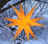 GURU SHOP Melchior Outdoor II Gelb, Sehr Stabiler 3D Außenstern Ø 60 cm, mit 20 Spitzen, Inkl. 4 m Außenkabel - Melchior Gelb