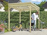 Belladoor Holzunterstand UNIPORT | Holz Gerätehaus | Kaminholzregal | Holzregal Außen | Terrassenüberdachung | BxTxH: 203 x 199 x 230 cm | Pfosten 7 x 7 cm | Inkl. Transparenten PVC-Dachplatten