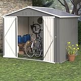 8x6FT Gerätehaus Gartenschrank Wetterfest Outdoor Metall Geräteschuppen Geräteschrank, Tool-Shed mit Klapptür, Werkzeughaus Gartenlager, Anthrazit-Farbe