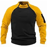 Sweatshirt Herren Ohne Kapuze Outdoorshirt Leichtes Fleecepullover Lockere Passform Funktionsshirt Retro Streetwear Sweater Bequem Weiches Tops Langarmshirt Loose Fit Casual Oberteil