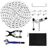 Boisbresil 1 Set Fahrradkette 6/7/8 Fach Fahrrad KetteFach Kette 1/2 x 3/32 Inch 116 Glieder Werkzeug mit Kettenbrecher und Kettenprüfer für 6 7 8 Rennrad Mountainbike Stahl Bike Chain