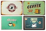 ootb - 4er Set Platzdeckchen - Retro Coffee Shop - Frühstücksmatten - Kunststoff - abwaschbar - 43 x 28 cm