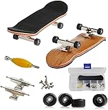 Hominas Finger Skateboard, Mini Griffbrett Fingerskateboards Ahorn Holz + Legierung Komplettes Holzahorn Deck Set mit Box Interaktives Spiel Kindergeschenke (Schwarz)