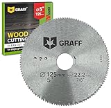 125 mm Winkelschleifer Trennscheibe für Holz, Sperrholz, Laminat, Trockenbau, Kunststoff – Sägeblatt mit 22,23 mm Bohrung – 2 mm Super Feinschnitt Kreissägeblatt GRAFF