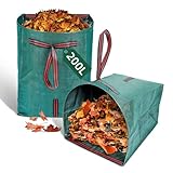 Garden 2 Stück Gartenabfallsack, Gartensack, Groß Stabile Gartensäcke, Laubsammler, Wasserdichte Gartenmüllsäcke, für Gras Laub Hecke Gartenabfall (200L x 2)