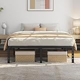 Yaheetech Bettrahmen 36cm H Metallbett mit Lattenrost, Bettgestell aus Metall, Modern Doppelbett Einzelbett Leichte Montage, Schwarz 160 x 200 cm