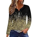 Tshirt Damen Sommer Baumwolle Langarmshirts V Ausschnitt Blusen Winter T-Shirt Damen Oversize Bedruckte T-Shirt Langsleeve Blusenshirt Lässige Langarmshirt Loose Sweatshirt Damen Tunika