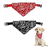 SULIUDAJI 2 Stück Hunde Bandana Kopftücher, Hundehalstuch Mit Halsband, Dreieckstuch Halsdreiecke Hundehalstcher, Einstellbare Hund Halstuch Für Welpen Kleine Große Hunde Und Katzen