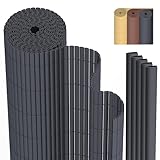 PVC Sichtschutzmatte Sichtschutzzaun 90 x 400 cm Privatsphäre Wetterfest für Garten, Balkon und Terrasse, Sichtschutz mit Strukturierte Oberfläche, Balkonumrandung mit Kabelbindern & Abdeckung