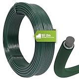 Fepro® Spanndraht 3,8 mm x 55 m, grün, verzinkt und kunststoffbeschichtet - witterungsbeständig, ideal für Maschendraht, Wildzaun, Garten oder basteln