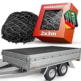 TIMELEOS Anhänger Netz dehnbar 1x2m bis 2x3m Anhängernetz elastisches Netz für Anhänger Abdecknetz für Anhänger Containernetz Ladungssicherungsnetz Transportnetz Spannnetz Gepäcknetz PKW schwarz