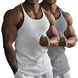 Herren-Unterhemden, 2er-Pack, gerippt, gestreift, schmales Sommer-Top, atmungsaktiv, ärmellos, einfache Passform, athletische Kleidung, D, XXL