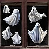 Halloween Fensterdeko 60x40 cm, Geister-Folie aus PVC - Wiederverwendbare & Abziehbare Fensteraufkleber für Fenster, Spiegel & Fliesen - Grusel-Deko Set für Halloween-Party