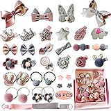 VEGCOO 36 Stück Baby Haarspangen Set Haarschmuck Mädchen, Haarsträhnen Haarnadeln, Haarklammern Geschenkbox für Kleinkinder Kinder als Geburtstag Weihnachten Kindertagsgeschenk