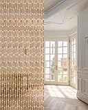 Ezcasch 90x200cm Holz Perlenvorhang - 45 Stränge Retro Holzperlenvorhang - Handarbeit Natur Türvorhang Fadenvorhang als Insektenschutz Fliegenschutz für Schlafzimmer Wohnwagen Camping