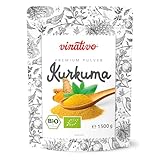vinativo Kurkuma Pulver BIO – 1,5kg – bio Rohkost-Qualität – natürliches Kurkumin – Kurkumapulver – Curcuma gemahlen – Bio-Qualität