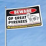 Jungenzimmer-Dekoration, Teenager, Vorsicht vor großen Pyrenäen, lustige Raumdekoration, lustige Wohnheim-Flaggen (152 x 244 cm)