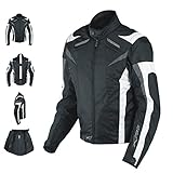 A-Pro Damenjacke CE Protektoren Thermofutter Lüftungsschlitze Motorrad Weiss M