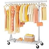 FAVOOSTY Schwerlast Kleiderständer auf Rollen, Garderobenständer Metall, Mobiler Kleiderständer Stabil, Bis 200KG Kleiderwagen Metallm, 1 Min Schnelle Installation