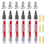 6 Stück Fugenstift Fugenmörtel Restaurierung Stift mit Ersatzspitze, Wasserfest Fugenstift Fliesen Stift Fugen, Reparatur Marker für Reparatur Fliesen Mörtel in Badezimmer, Küche, Veranda-Dunkelgrau
