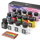 Smalltongue 14 Farben Acryl Leder Farbe Kit für Schuhe, Sneaker, Sofas, Taschen, Autositz, Acryl Leder Farbstoff Set mit Ledervorbereitung und Deglaser, 30ml(packung 14)