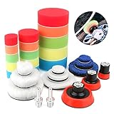 BestCool Polierschwamm für Auto, 29pcs Polierpad Set Wolle Polierset Polierteller für Poliermaschine Polierauflage Bohrmaschine Bohrer mit 2 Stück M14 Bohradaptern zum Polieren, Schleifen, Wachsen